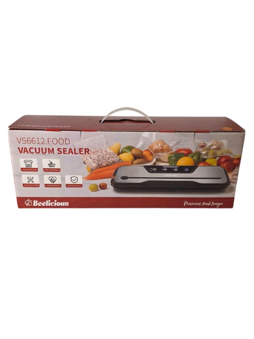 New Beelicious VS6612 Food Vacuum Sealer Machine Open Box With Starter Kit